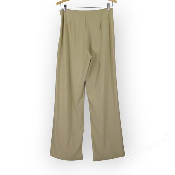 Sz 6 ~ 42 TALL Benetton Tan Pant Trouser SideZip 32"Inseam WideLeg Camel - Picture 12 of 14